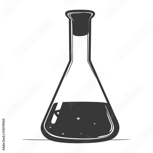 Silhouette Erlenmeyer Flask Tube Laboratory Glassware black color only