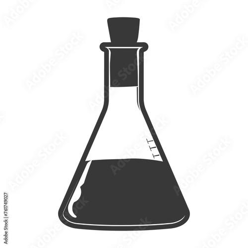 Silhouette Erlenmeyer Flask Tube Laboratory Glassware black color only