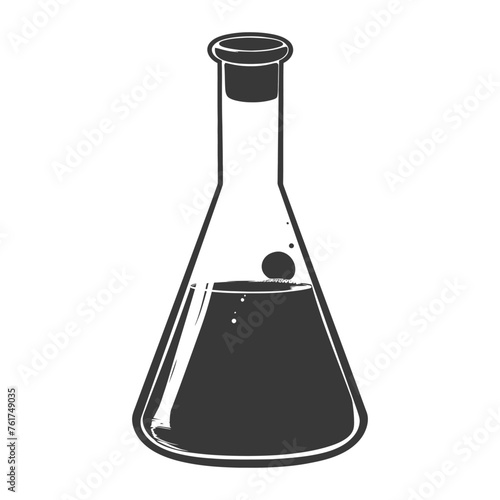 Silhouette Erlenmeyer Flask Tube Laboratory Glassware black color only