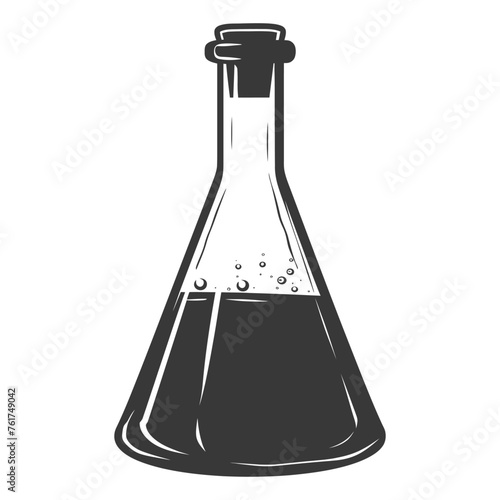 Silhouette Erlenmeyer Flask Tube Laboratory Glassware black color only
