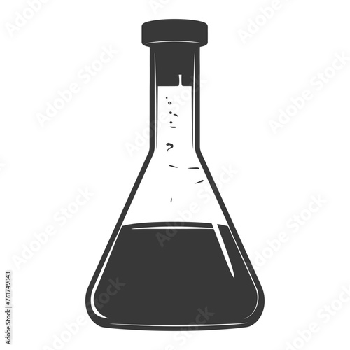 Silhouette Erlenmeyer Flask Tube Laboratory Glassware black color only
