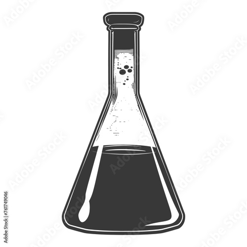 Silhouette Erlenmeyer Flask Tube Laboratory Glassware black color only