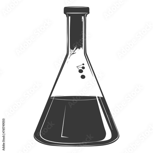Silhouette Erlenmeyer Flask Tube Laboratory Glassware black color only