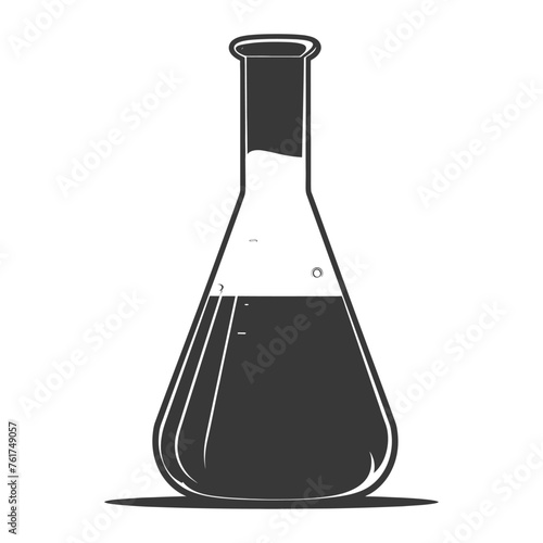 Silhouette Erlenmeyer Flask Tube Laboratory Glassware black color only
