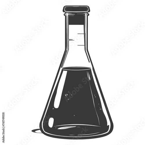 Silhouette Erlenmeyer Flask Tube Laboratory Glassware black color only