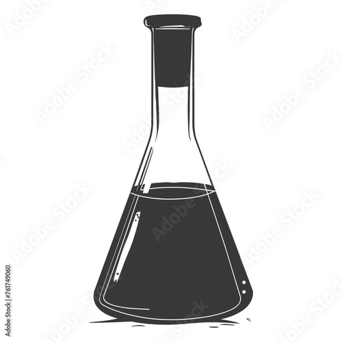 Silhouette Erlenmeyer Flask Tube Laboratory Glassware black color only