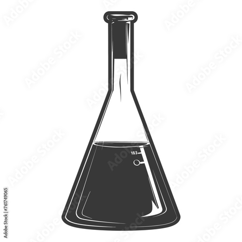 Silhouette Erlenmeyer Flask Tube Laboratory Glassware black color only
