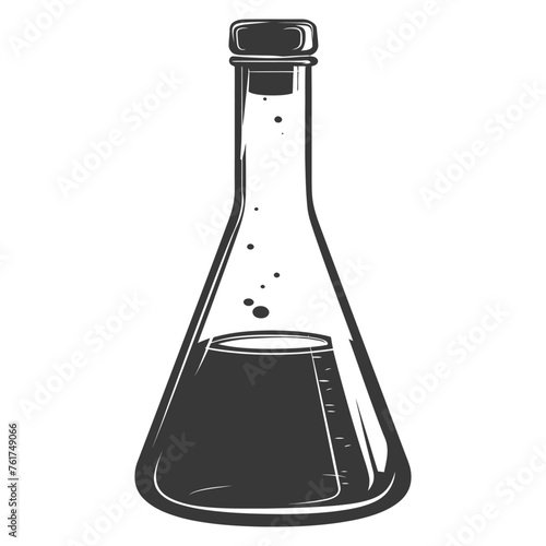 Silhouette Erlenmeyer Flask Tube Laboratory Glassware black color only