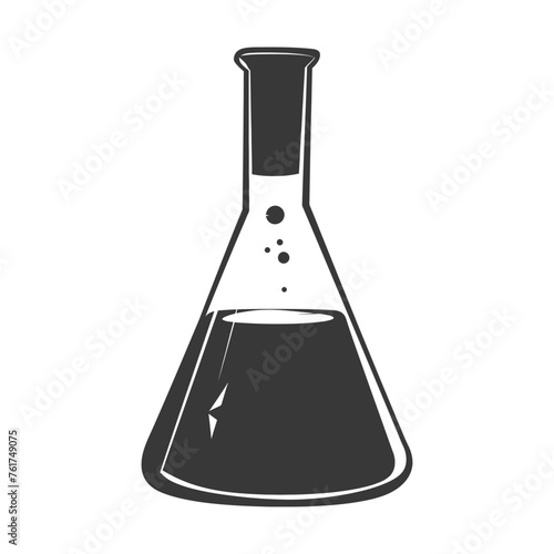 Silhouette Erlenmeyer Flask Tube Laboratory Glassware black color only