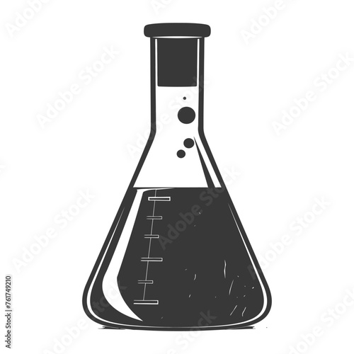 Silhouette Erlenmeyer Flask Tube Laboratory Glassware black color only