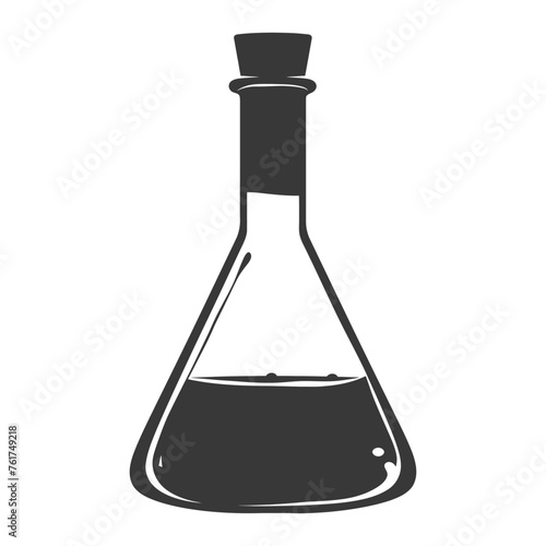 Silhouette Erlenmeyer Flask Tube Laboratory Glassware black color only