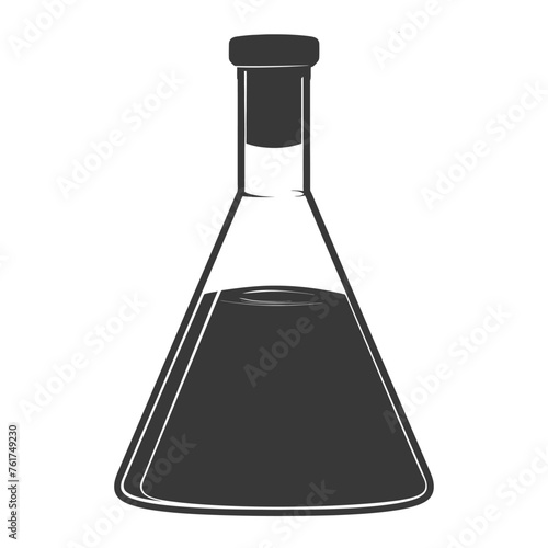 Silhouette Erlenmeyer Flask Tube Laboratory Glassware black color only