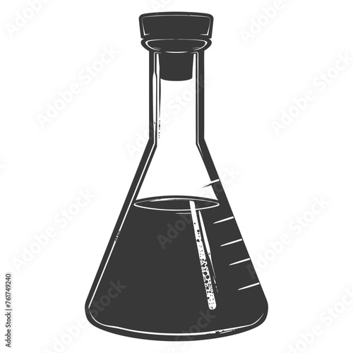Silhouette Erlenmeyer Flask Tube Laboratory Glassware black color only