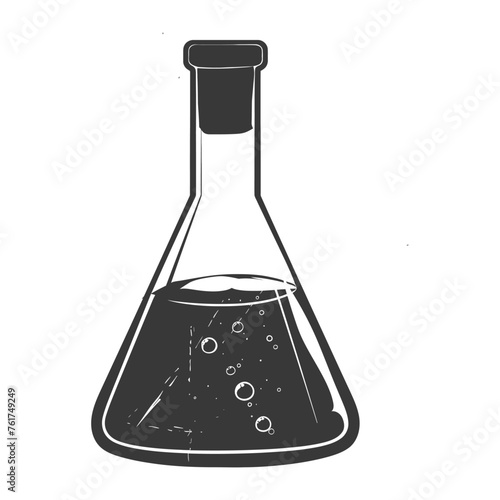 Silhouette Erlenmeyer Flask Tube Laboratory Glassware black color only