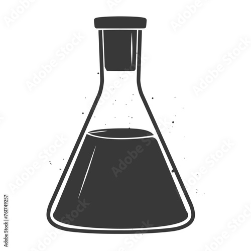 Silhouette Erlenmeyer Flask Tube Laboratory Glassware black color only