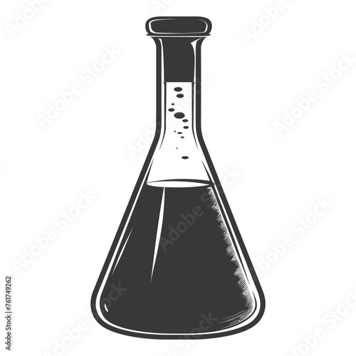 Silhouette Erlenmeyer Flask Tube Laboratory Glassware black color only