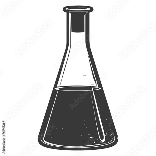 Silhouette Erlenmeyer Flask Tube Laboratory Glassware black color only