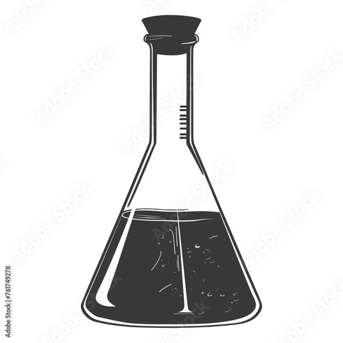Silhouette Erlenmeyer Flask Tube Laboratory Glassware black color only