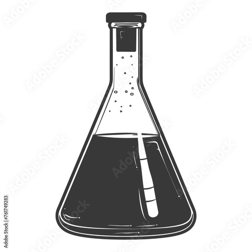 Silhouette Erlenmeyer Flask Tube Laboratory Glassware black color only