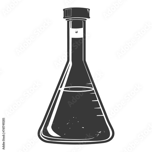 Silhouette Erlenmeyer Flask Tube Laboratory Glassware black color only