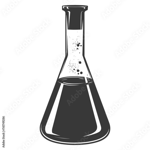 Silhouette Erlenmeyer Flask Tube Laboratory Glassware black color only