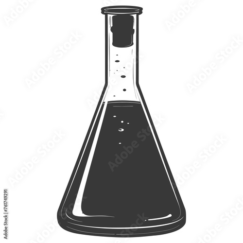 Silhouette Erlenmeyer Flask Tube Laboratory Glassware black color only