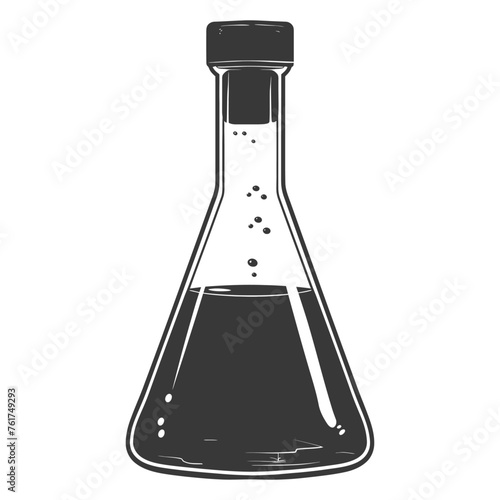 Silhouette Erlenmeyer Flask Tube Laboratory Glassware black color only
