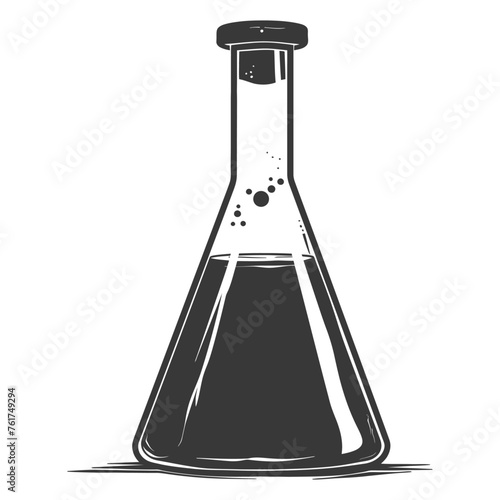 Silhouette Erlenmeyer Flask Tube Laboratory Glassware black color only
