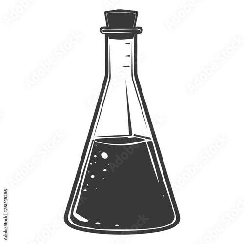 Silhouette Erlenmeyer Flask Tube Laboratory Glassware black color only