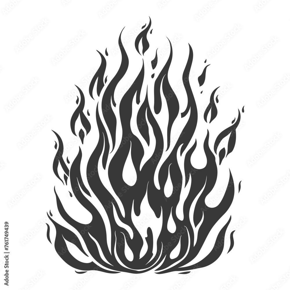 Silhouette Fire flame flare blaze black color only Silhouette Fire flame flare blaze black color only