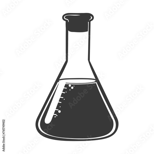 Silhouette Erlenmeyer Flask Tube Laboratory Glassware black color only
