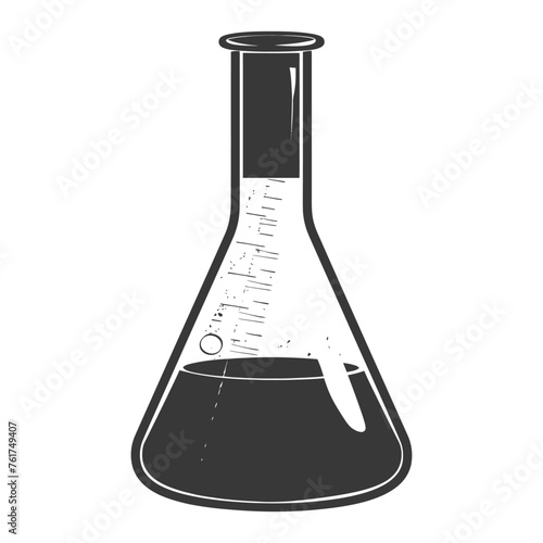 Silhouette Erlenmeyer Flask Tube Laboratory Glassware black color only