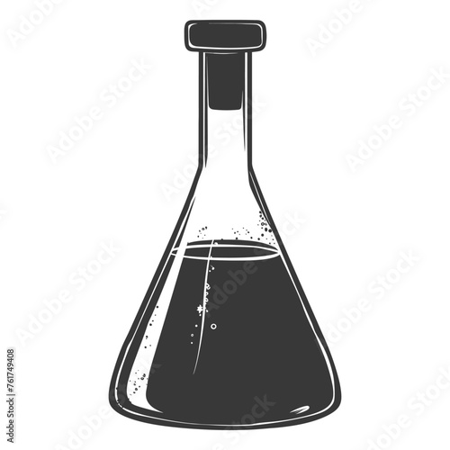 Silhouette Erlenmeyer Flask Tube Laboratory Glassware black color only