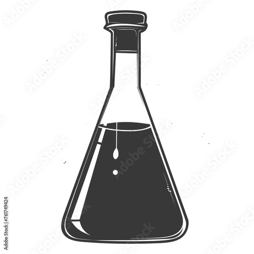 Silhouette Erlenmeyer Flask Tube Laboratory Glassware black color only