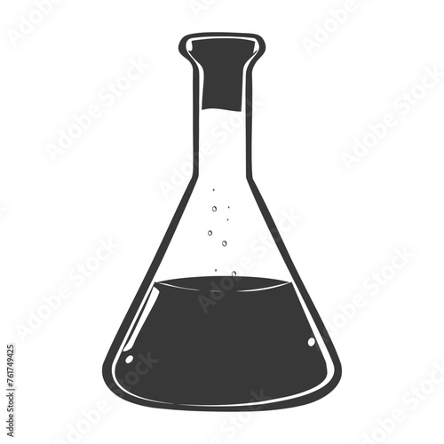 Silhouette Erlenmeyer Flask Tube Laboratory Glassware black color only