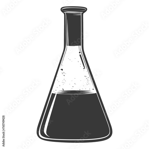 Silhouette Erlenmeyer Flask Tube Laboratory Glassware black color only
