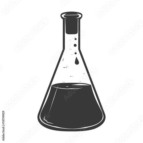 Silhouette Erlenmeyer Flask Tube Laboratory Glassware black color only
