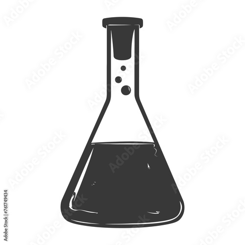 Silhouette Erlenmeyer Flask Tube Laboratory Glassware black color only