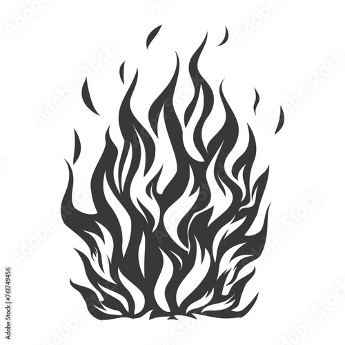 Silhouette Fire flame flare blaze black color only