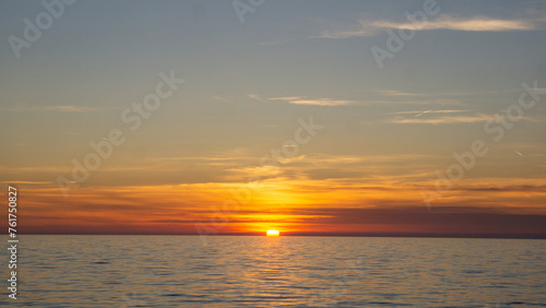 Sunset over the sea in the istrian village named Umag