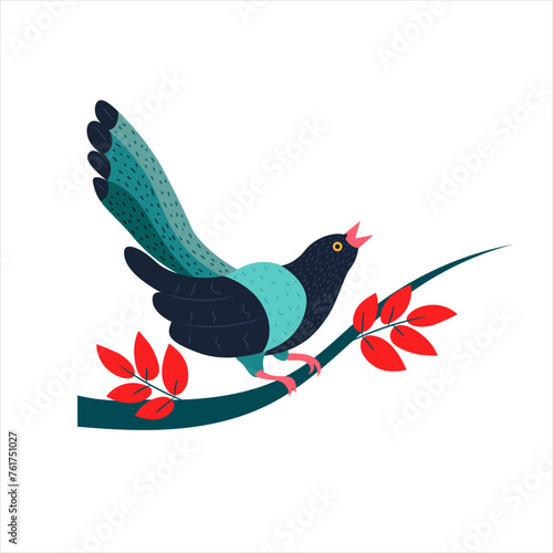  Sinhala & Tamil New Year vector elements Asian koel , koha vector illustration