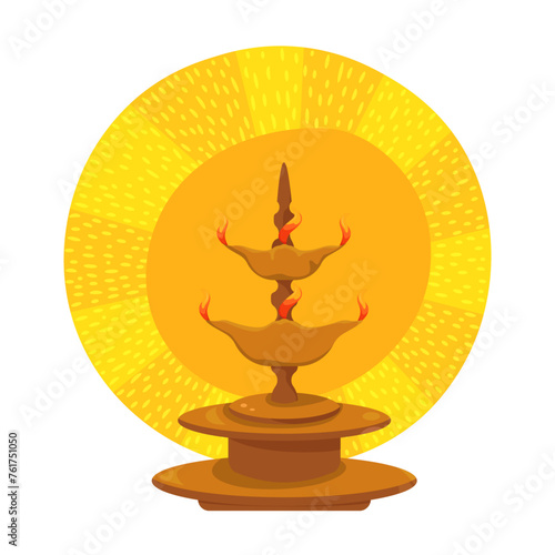 Sinhala & Tamil New Year vector elements , Oil lamp and sun, Suba aluth awuruddak wewa! photo