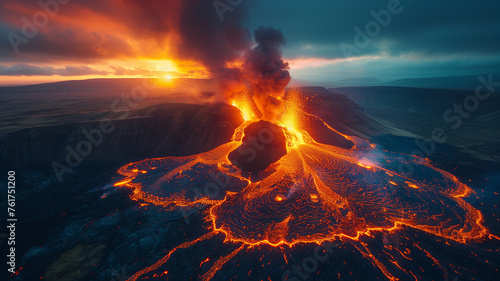 Volcanic eruptions: destructive forces reshaping the land.
