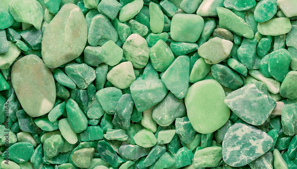 Light green glossy stones. Flat pebble rocks texture. Abstract backdrop. Top view. Light green glossy stones. Flat pebble rocks texture. Abstract backdrop. Top view.