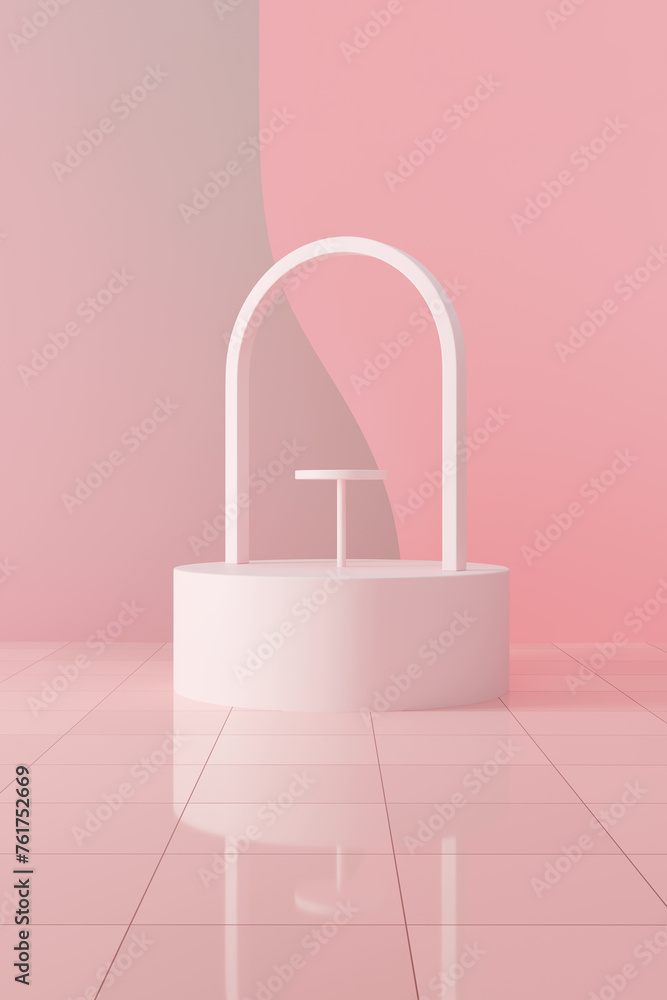 Pink podium in 3d render design on background, 3d render Pink podium in 3d render design on background, 3d render