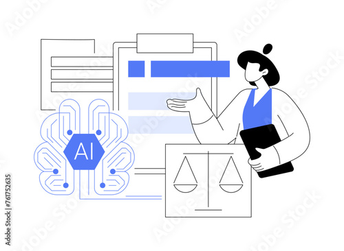 AI-Assisted Legal Process Optimization abstract concept vector illustration.