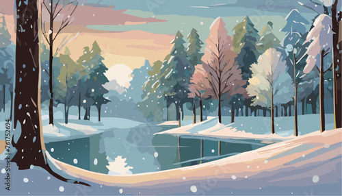 Winter landscape in the forest