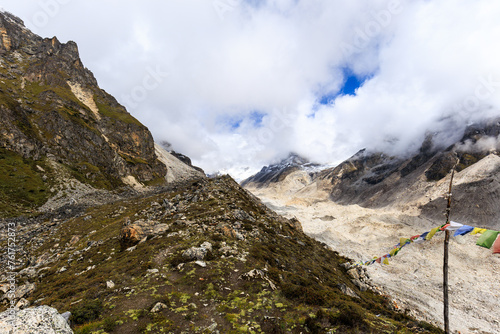 Viewpoint on the Kanchenjunga Base Camp Trek to the Yalung Glacier and Kanchenjunga (in the clouds)
 photo