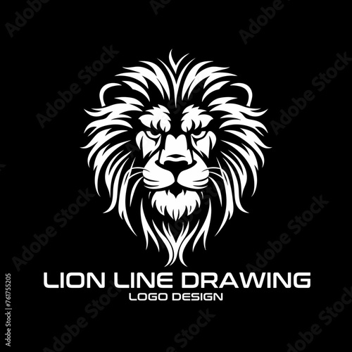 Lion Line Drawing Vector Logo Design