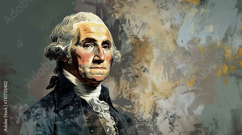 George Washington oil painting style historical president portrait in American revolutionary attire